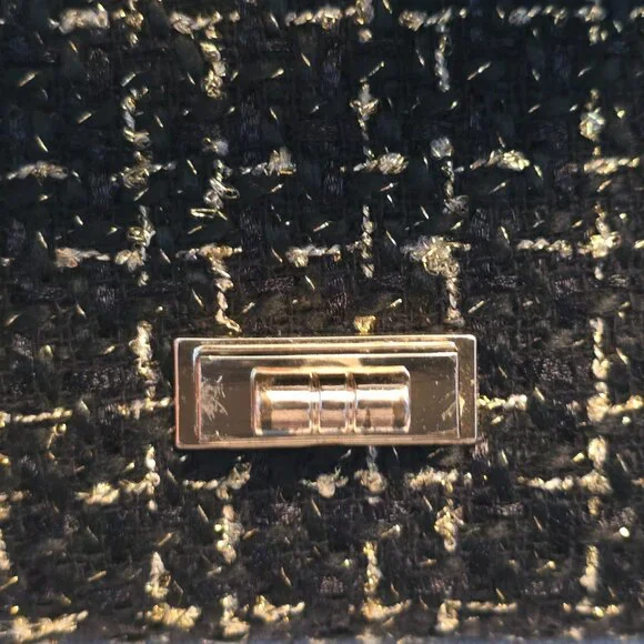 Anthropologie Cristina Sabatini Black White Gold Tweed Brielle Bag Clutch GUC. - Picture 12 of 16